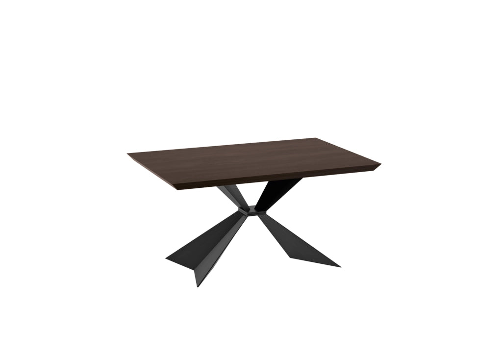 Tavolo Fisso Rettangolare Stark 160x90 cm in Impiallacciato Rovere Termocotto con Gambe in Metallo Nero - Design Moderno Elegante