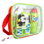 Set Pasto Bambini con Borsa Porta Pranzo e Borraccia 530ml Verde / Rosso Mickey Mouse