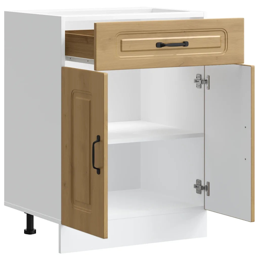 Mobile da cucina moderno con ante pratiche 60 x 46 x 81,5 cm finitura in rovere ingegnerizzato realizzato artigianalmente 02_0049919