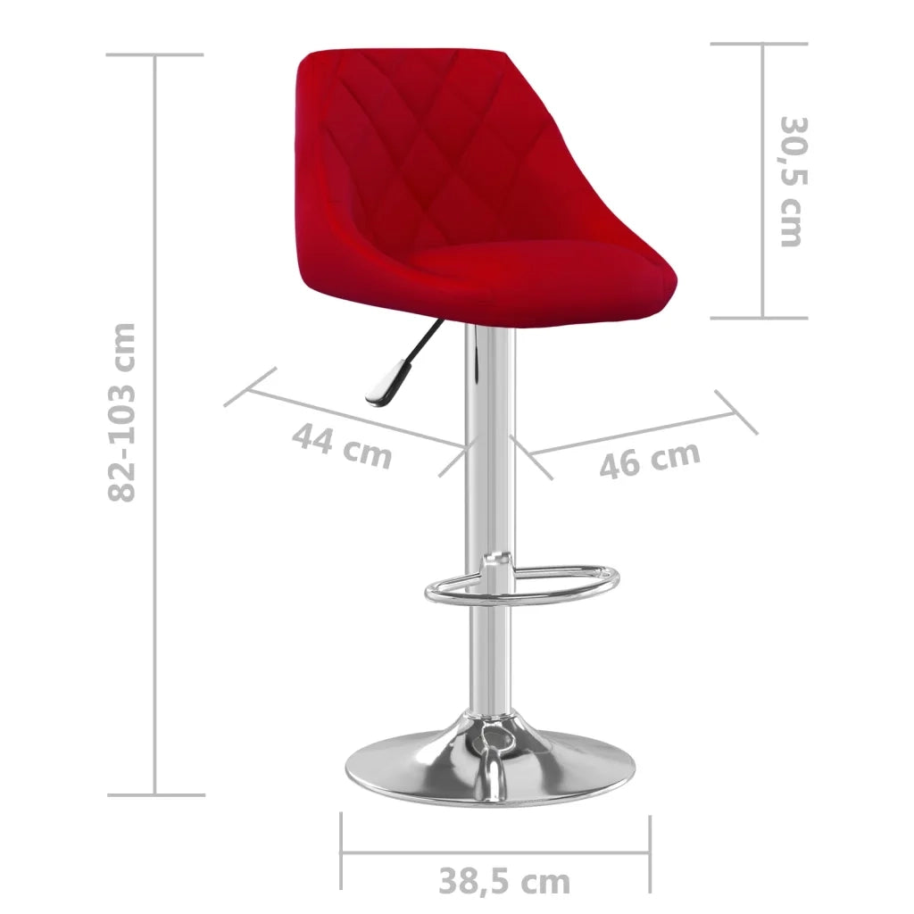 Sgabelli da Bar 2 pz Rosso Vino in Velluto cod mxl 65459