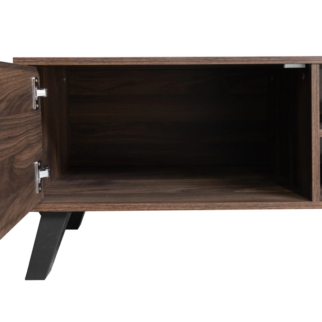 Mobile TV con 2 Ante e 2 Ripiani Aperti ¨C MINIMAL ¨C Legno Scuro 160.5x35.5x45 cm