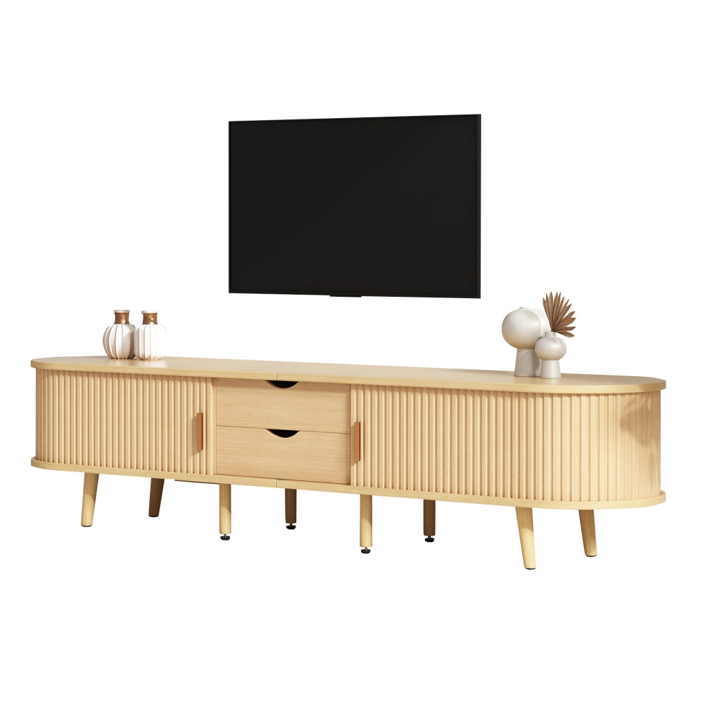 Set mobile TV e tavolino in MDF effetto noce chiaro