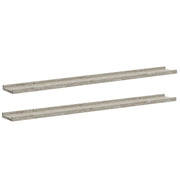 2 pz Mensole da Parete | Scaffali a Parete | Ripiano a parete Grigio Cemento 100x9x3 cm