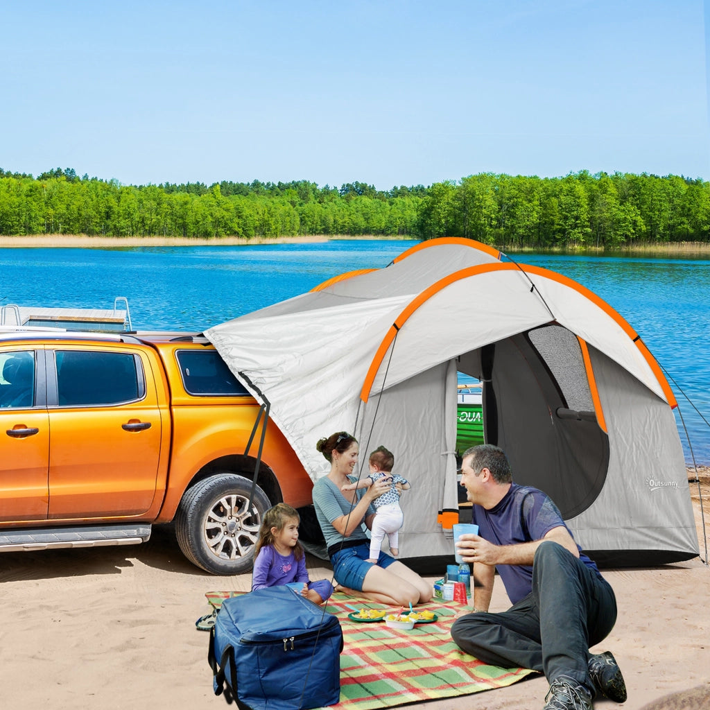 Tenda da campeggio 3 porte ¨C zephmum ¨C arancione e grigio 239x210x210