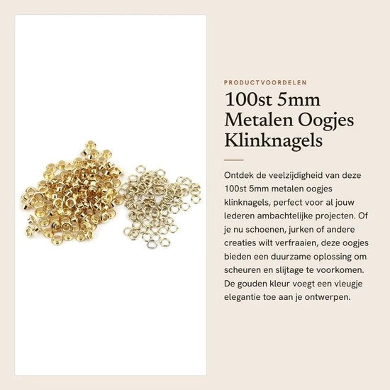 Occhioni in Metallo 100 Pezzi - Viti a Gancio - Anelli - Per Lavorazione del Pelle - Oro/Argento - Metallo Circolare - Occhi