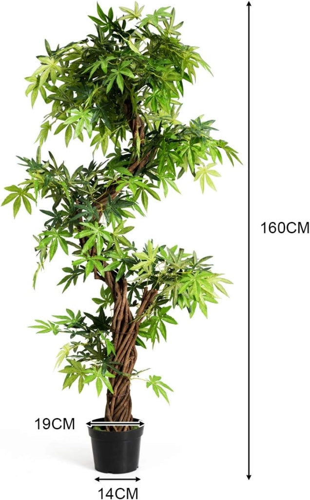 Bonsai Artificiale, Albero per Interni, Pianta Artificiale con Vaso, Albero Decorativo, Ideale per Casa, Ufficio, Ristorante (160 x 19 x 19 cm)