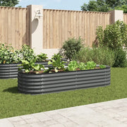 Letto Rialzato Giardino 240x80x44 cm in Acciaio Zincato Grigio 45528