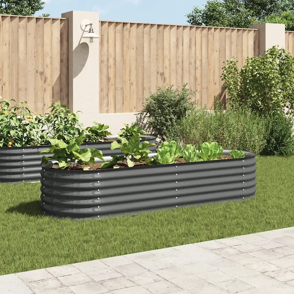 Letto Rialzato Giardino 240x80x44 cm in Acciaio Zincato Grigio 45528