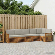 Set divano sezionale con cuscino 5 pcs Naturale e Grigio Chiaro
