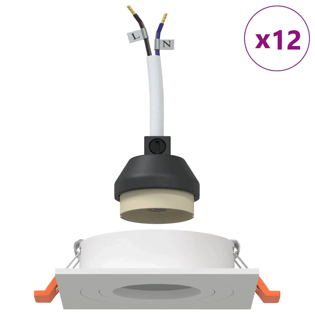 Set di 12 faretti da incasso moderni 9 x 9 x 2 cm in alluminio bianco 02_0058260
