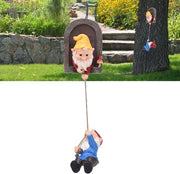 Scultura Giardino Gnomi - Scalatore Elfo Manicotto d'Albero Statue per Esterno Decorazione - Ornamenti da Giardino Arte.