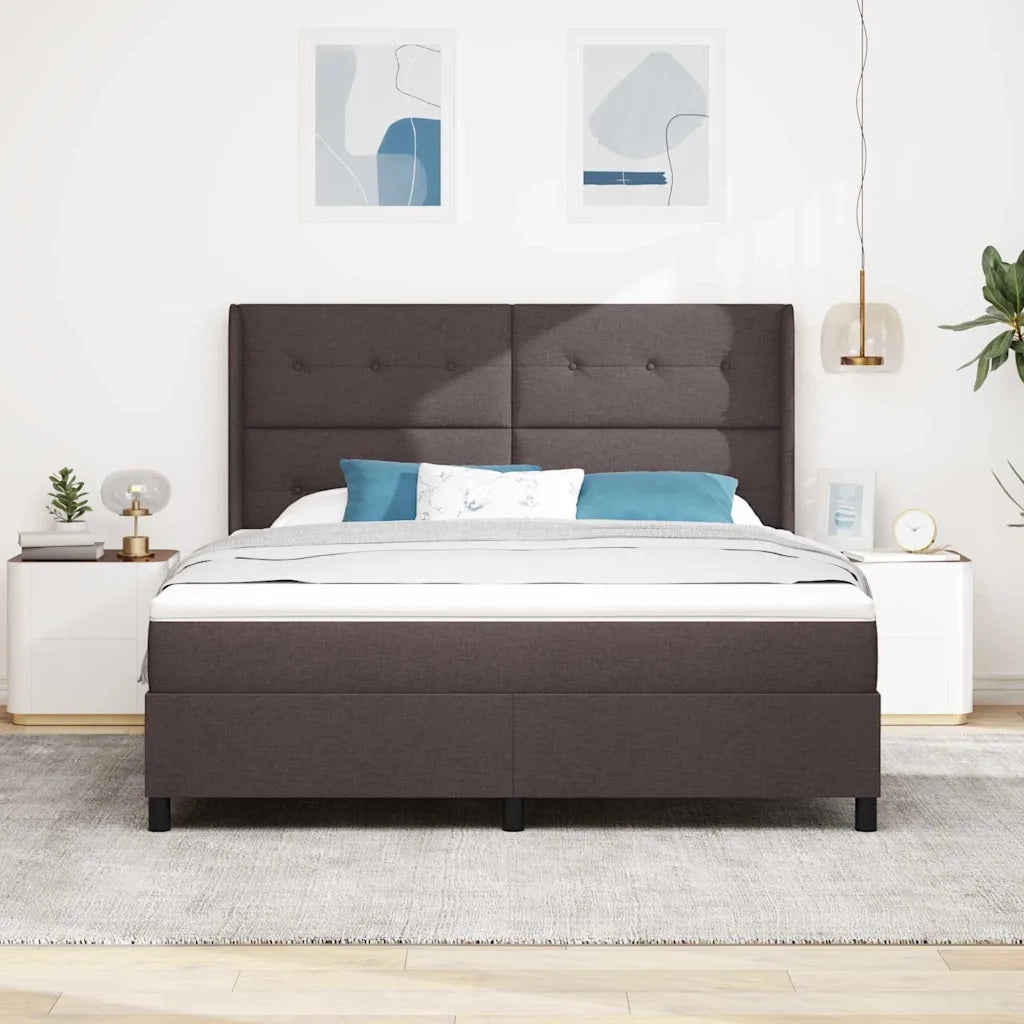 Letto a molle con materasso Marrone Scuro 200 x 180 cm Tessuto 3341661