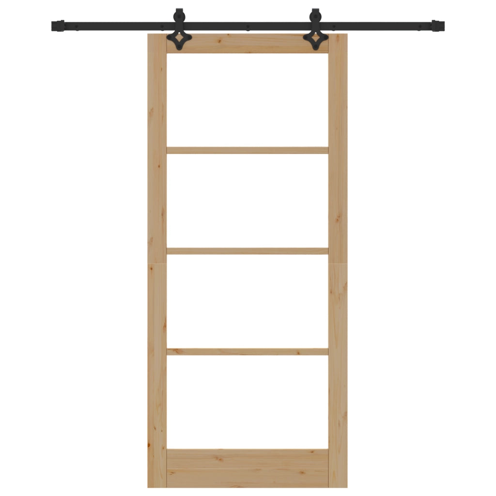 Porta scorrevole  con kit hardware 'ORKDAL'in legno massello e vetro