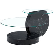 TAVOLINO da caffè a più livelli Ø 49,8/69,8 cm MDF e vetro temperato Nero/Trasparente