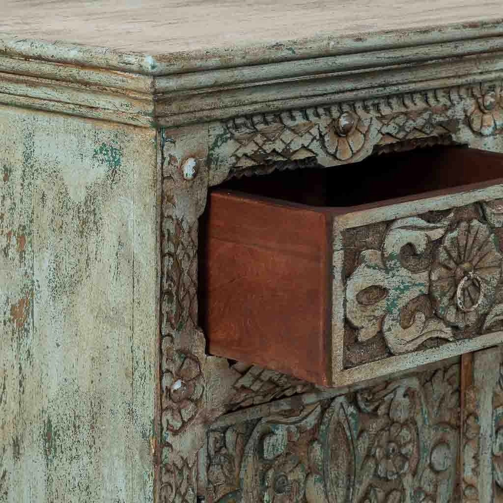 Aparador de madera verde 90x40x90