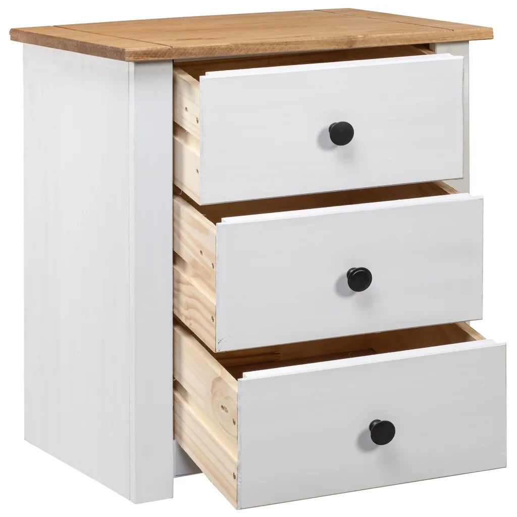 Comodino-Tavolino da notte Bianco 46x40x57 cm in Legno di Pino Panama Range 121941
