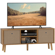 Mobile TV con 2 cassetti in tessuto e ripiani aperti ¨C zephmum ¨C legno e marrone 120x30x40