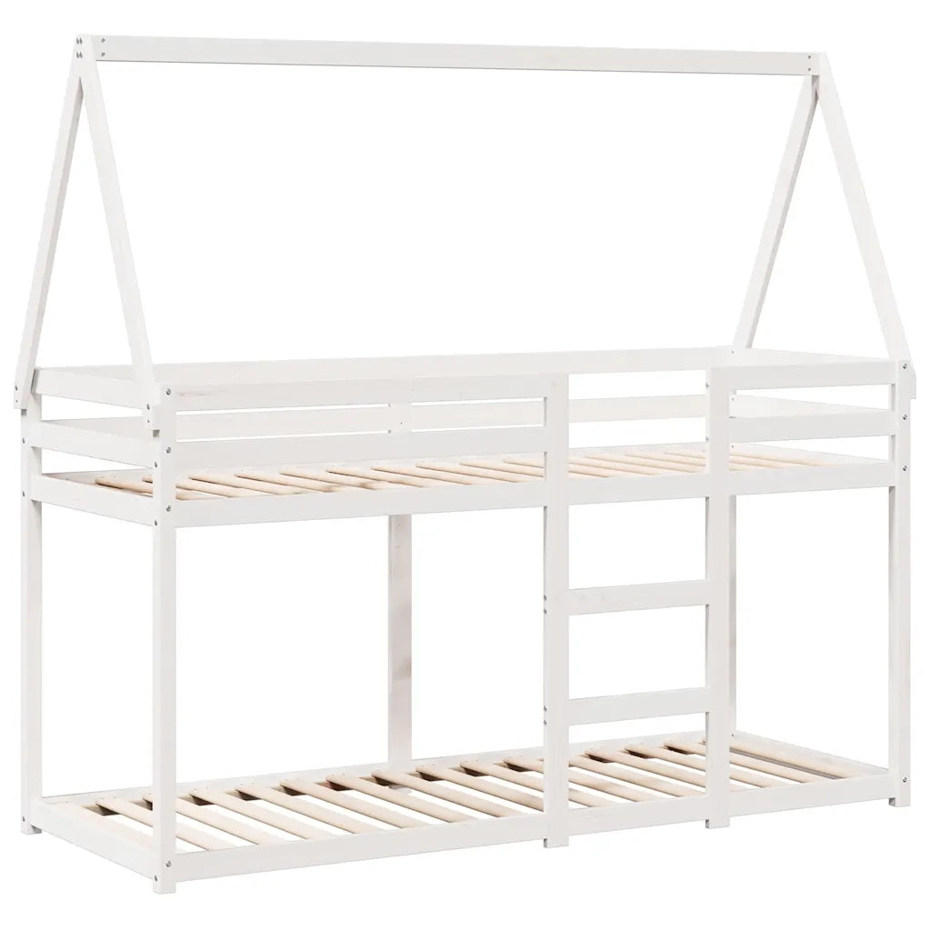 Letto singolo | Letto per adulti | Letto a Castello con Tetto Bianco 90x200 cm in Legno di Pino
