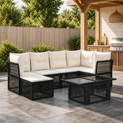 Set Divano da Giardino 7 pz Nero polyrattan 3436501