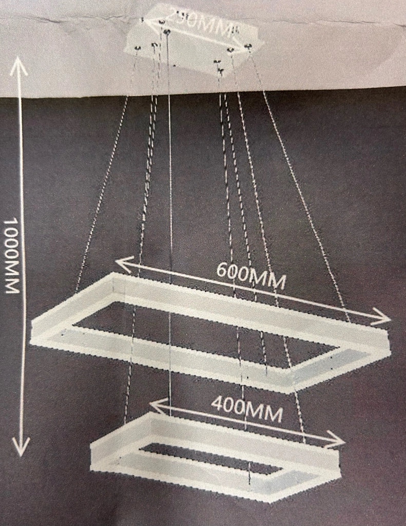Lampadario plafoniera a sospensione led illuminazione interni cambia 3 luci 64w con telecomando dimmerabile