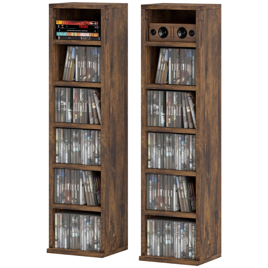 Libreria a colonna in legno ¨C Xylo ¨C 2 pezzi 12 scomparti marrone 21x22,5x88,5 cm