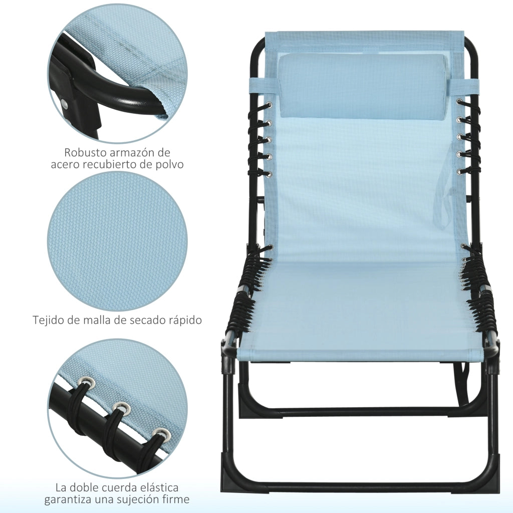 Tumbona Pieghevole con Poggiatesta ¨C zephmum ¨C Grigio 189x58x30 cm