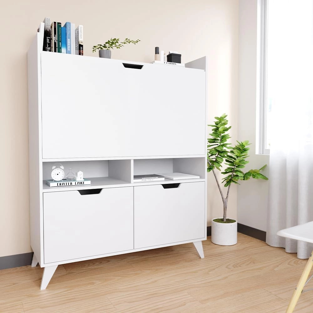 Scrivania per segretaria Berdi, Bianco, 110 x 45 cm, adatto come postazione di lavoro per home office o studio