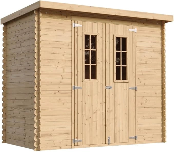 TIMBELA M310C+M310G Casetta da Giardino in Legno per Esterni CON PAVIMENTO TRATTATO 239x144xA200 cm/2.6m2
