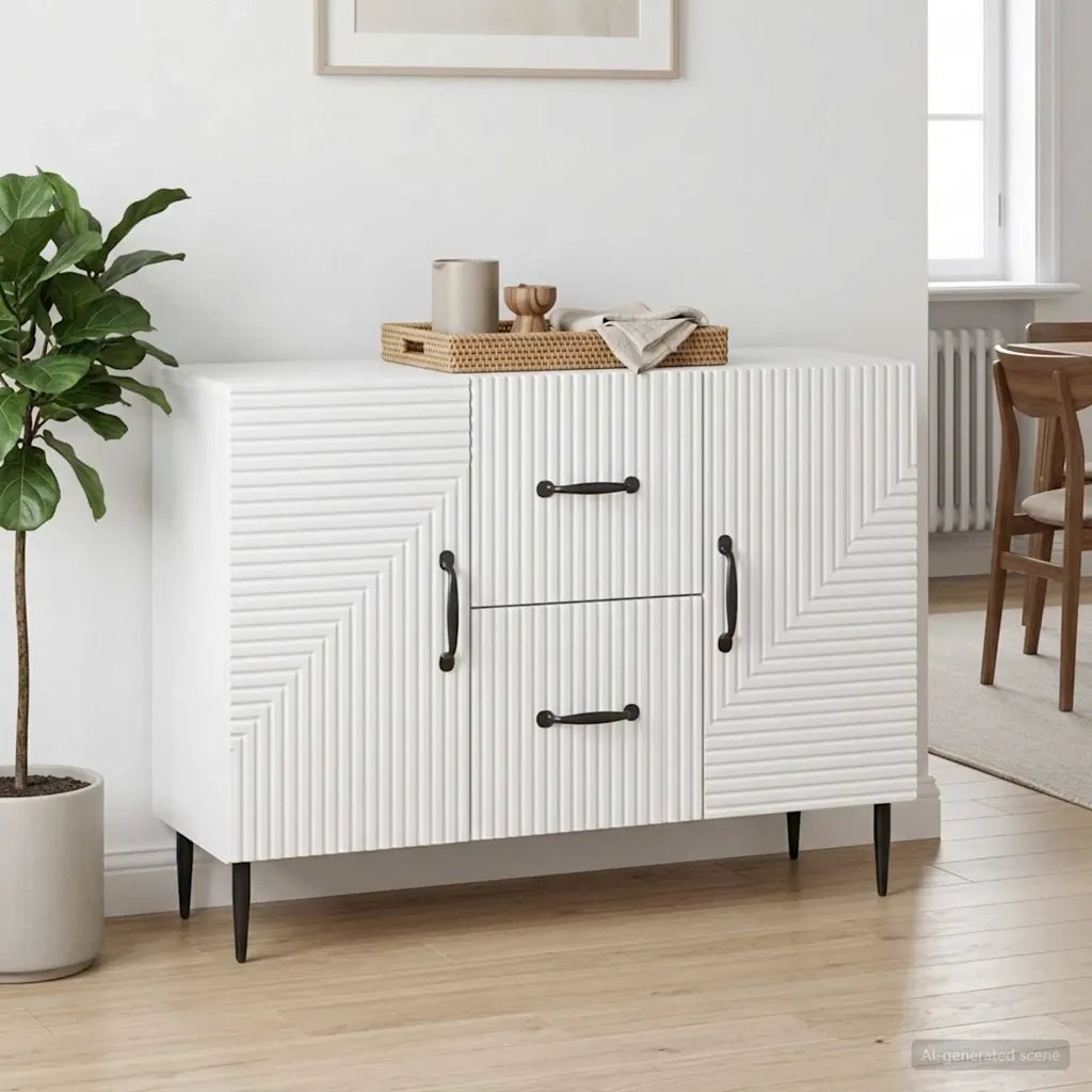 Credenza Bianco Lucido 89 x 34,5 x 60 cm Legno ingegnerizzato 894889