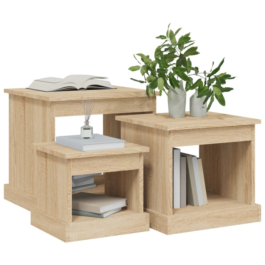 Tavolini da Salotto 3 pz Rovere Sonoma in Legno Multistrato