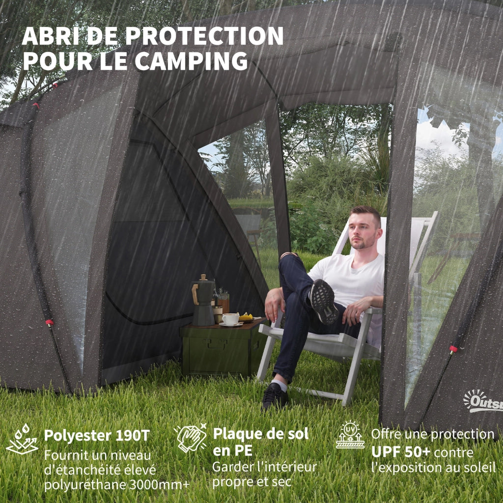 Tenda da campeggio familiare 4-6 persone ¨C zephmum ¨C Impermeabile 3000 mm 2 porte, trasportabile, nero