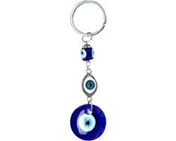 Sleutelhanger decorativo multifunzionale con base di vetro per auto e tasche - Design occhio turchino