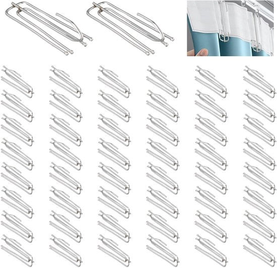 60 pezzi di grappe per tende in acciaio inossidabile, grappe per tende metalliche con 4 spigoli, grappe per tende in acciaio inossidabile per pieghe e tende pesanti, grappe per tende per tutte le tende in casa