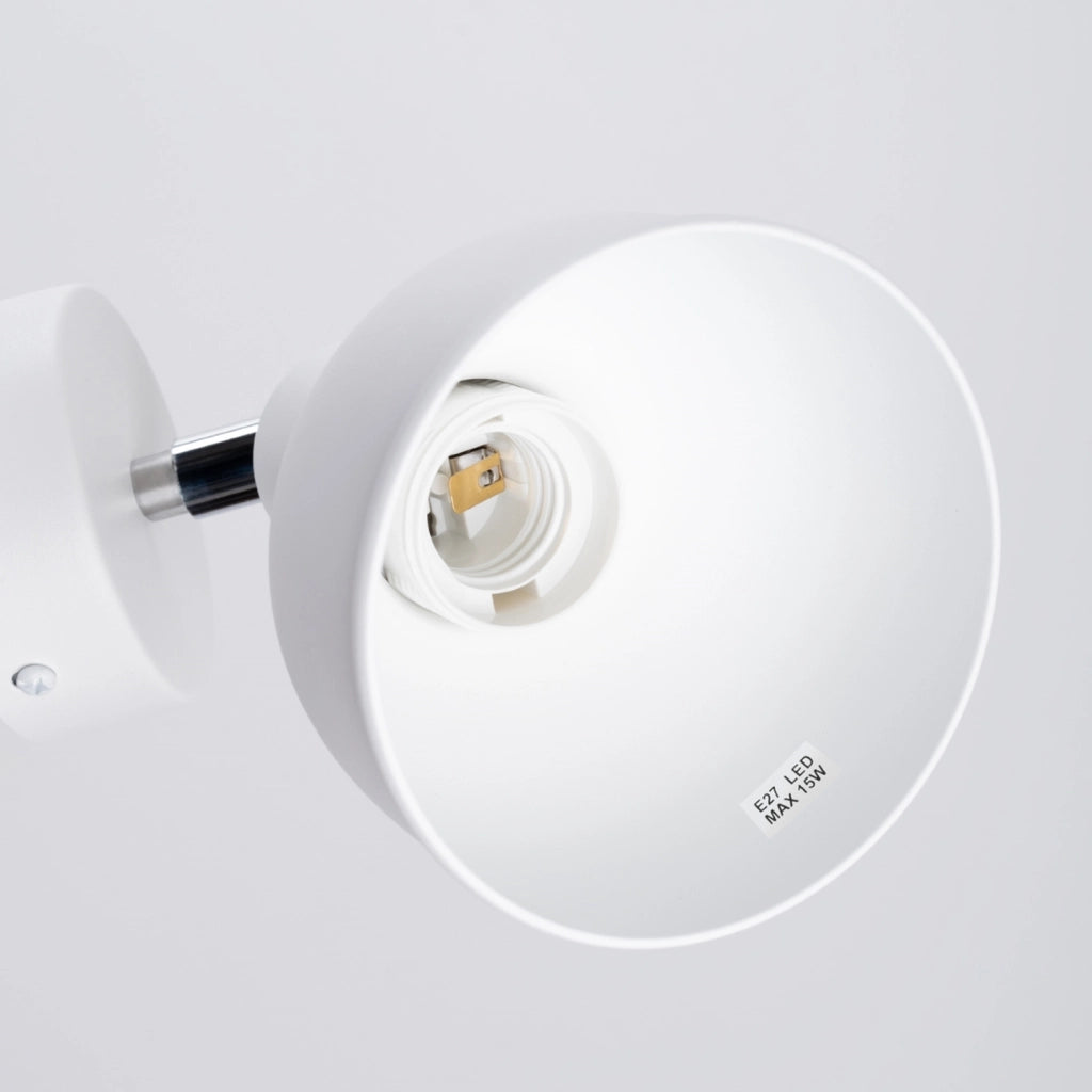Applique Pure Lume KORSSO bianca cupola E27 15W lettura