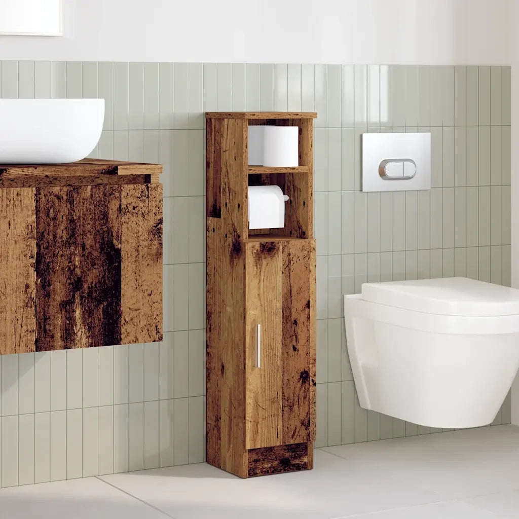 vidaXL Mobile da Bagno con Portarotolo Legno Antico 20,5x22x90 cm