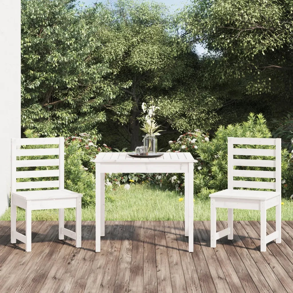 Set da Bistrot da Giardino 3pz Bianco in Legno Massello di Pino