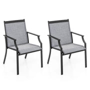 2 Sedie da pranzo per patio con seduta traspirante e telaio in metallo, Sedie da esterno con schienale alto Grigio-Sedie da esterno