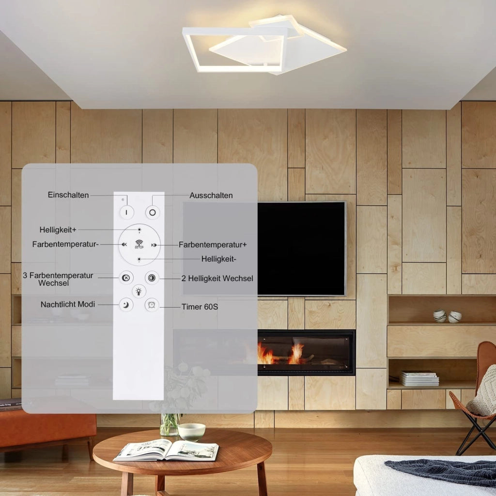 ZMH Lampada da soffitto LED design moderno metallo telecomando per soggiorno