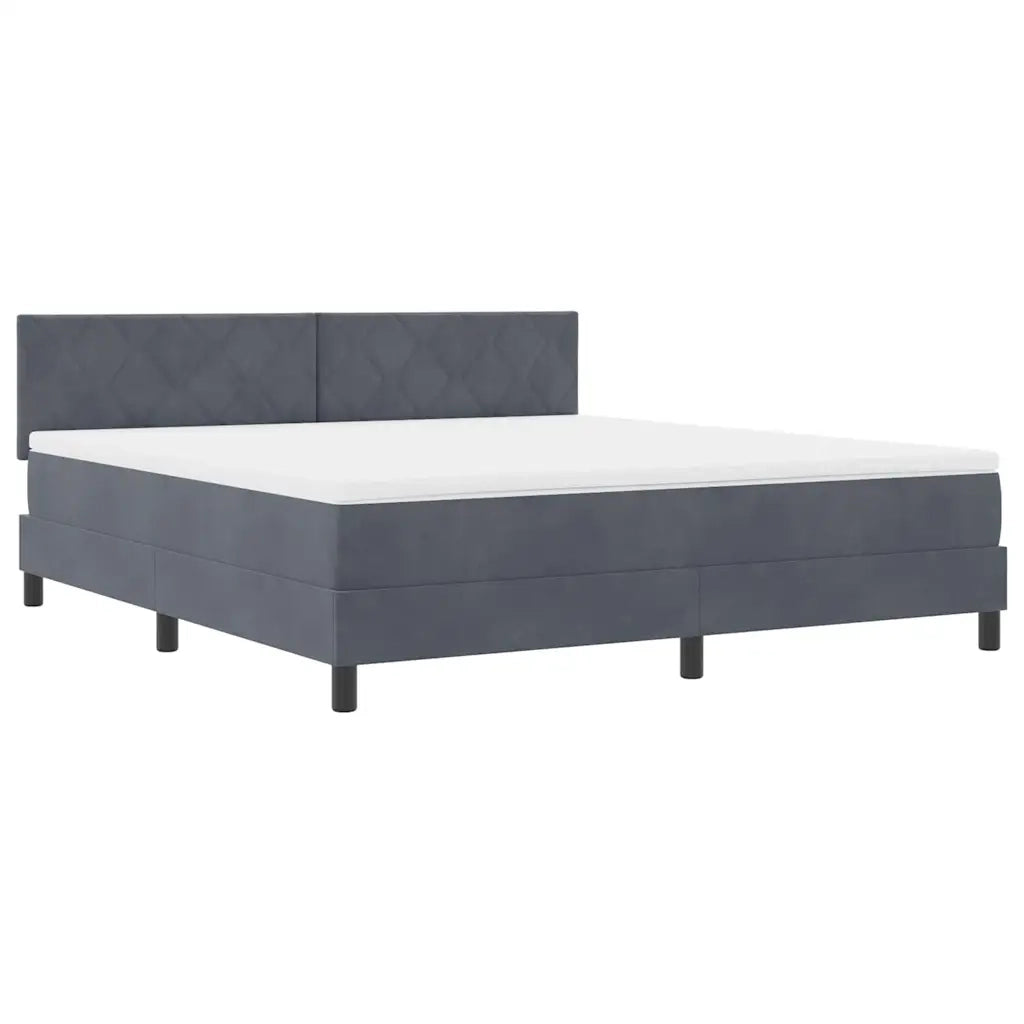 Letto a Sorgente LED con led Grigio scuro 180 x 200 cm Velluto