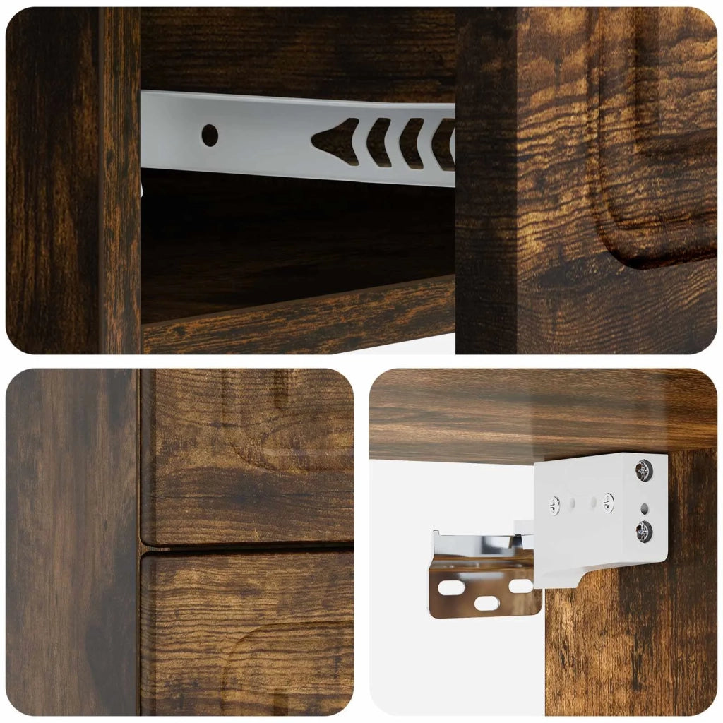 Mobiletto da notte a muro Rovere Fumo 34,5 x 33 x 40 cm 899325