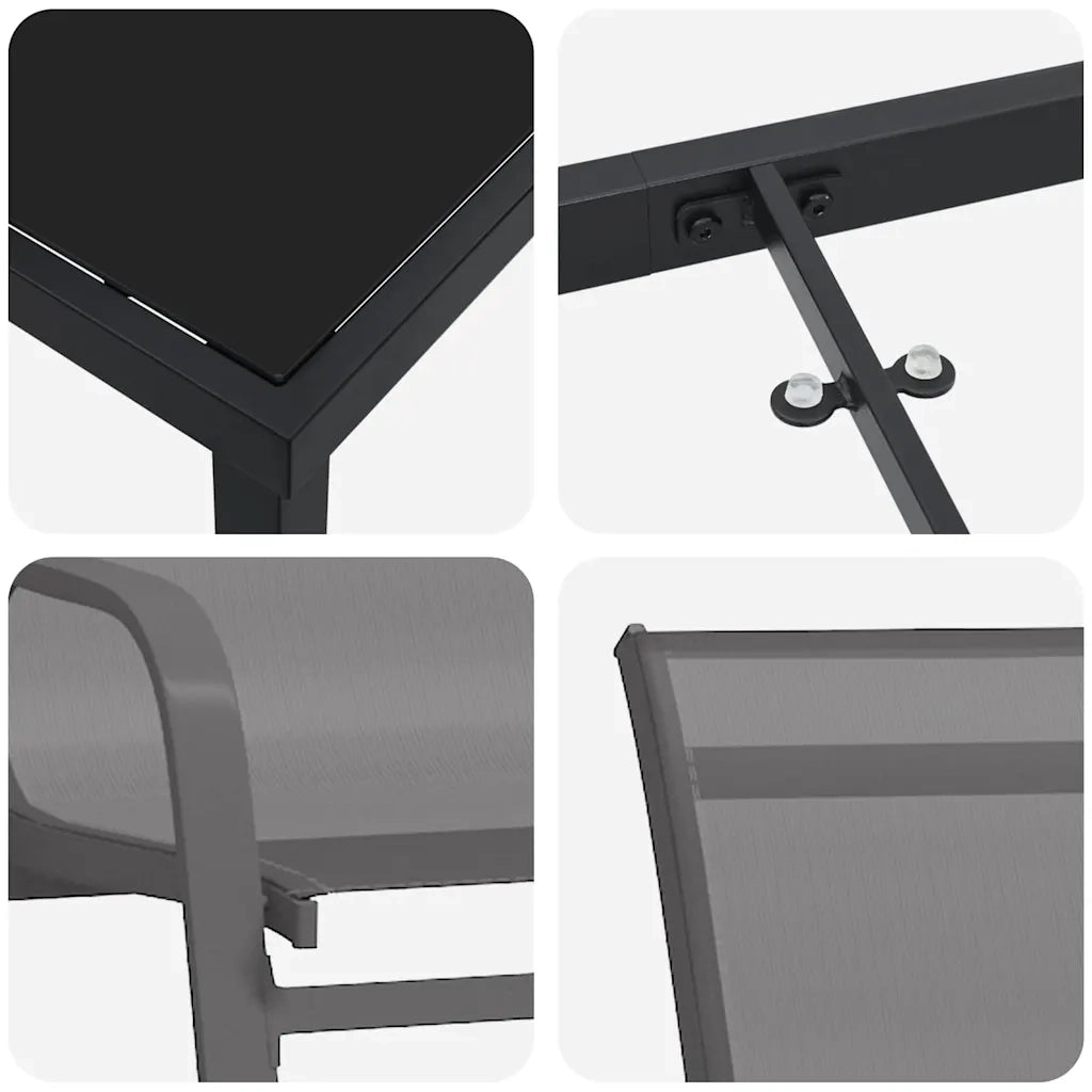 Set da Pranzo per Giardino 7 pcs Grigio e Nero 3379126