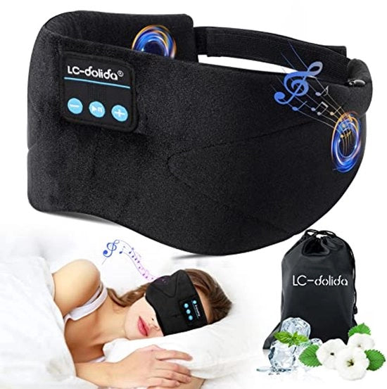 Slaapmasker con cuffia auricolare Bluetooth per donne e uomini, 100% blocco luce oculare, maschera da sonno per viaggi, dormire, yoga e meditazione