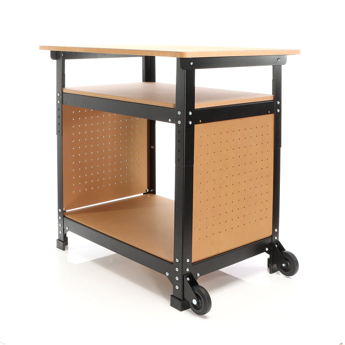 Banco da lavoro portatile 68x50x66-82 cm Tavolo da lavoro con altezza regolabile e 2 ripiani