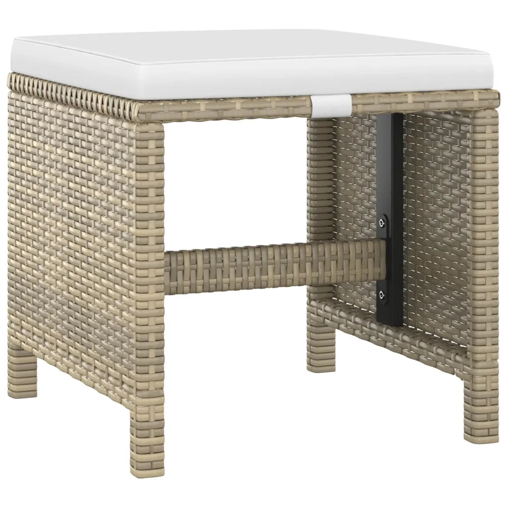 Set da Pranzo per Giardino 5 pz con Cuscini in Polyrattan Beige cod mxl 69060