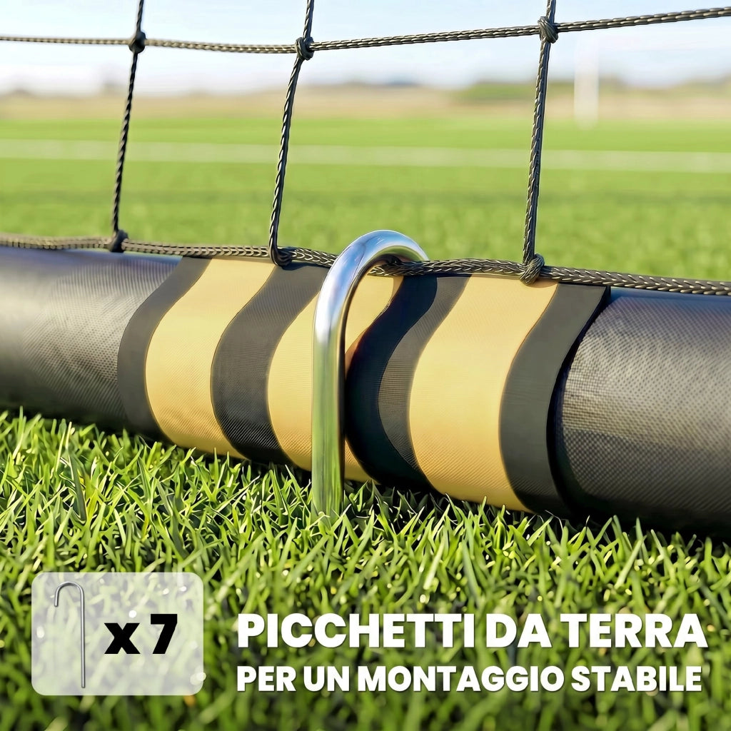 Porta da Calcio 3x1,2x2 m con Rete e Imbottitura in EPE Giallo