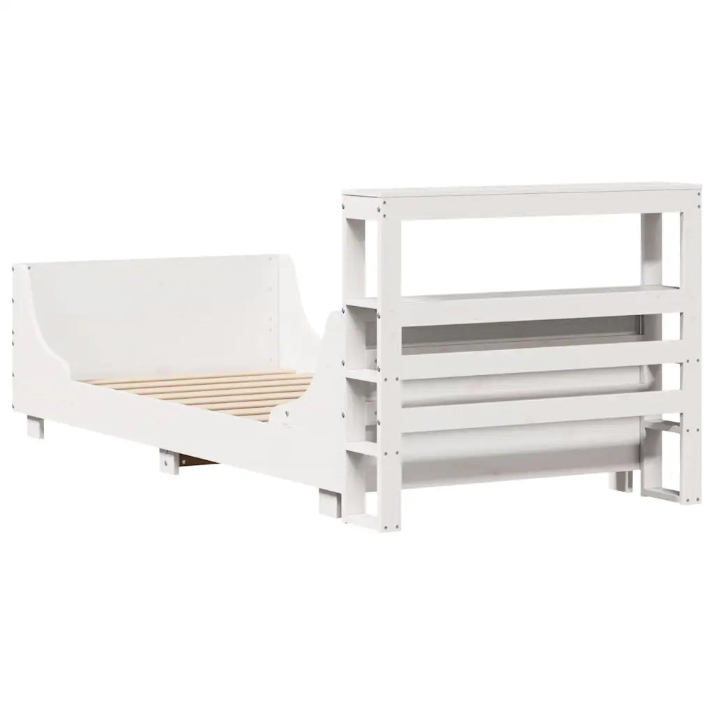 Letto senza Materasso Bianco 75x190 in Legno Massello di Pino 3306484