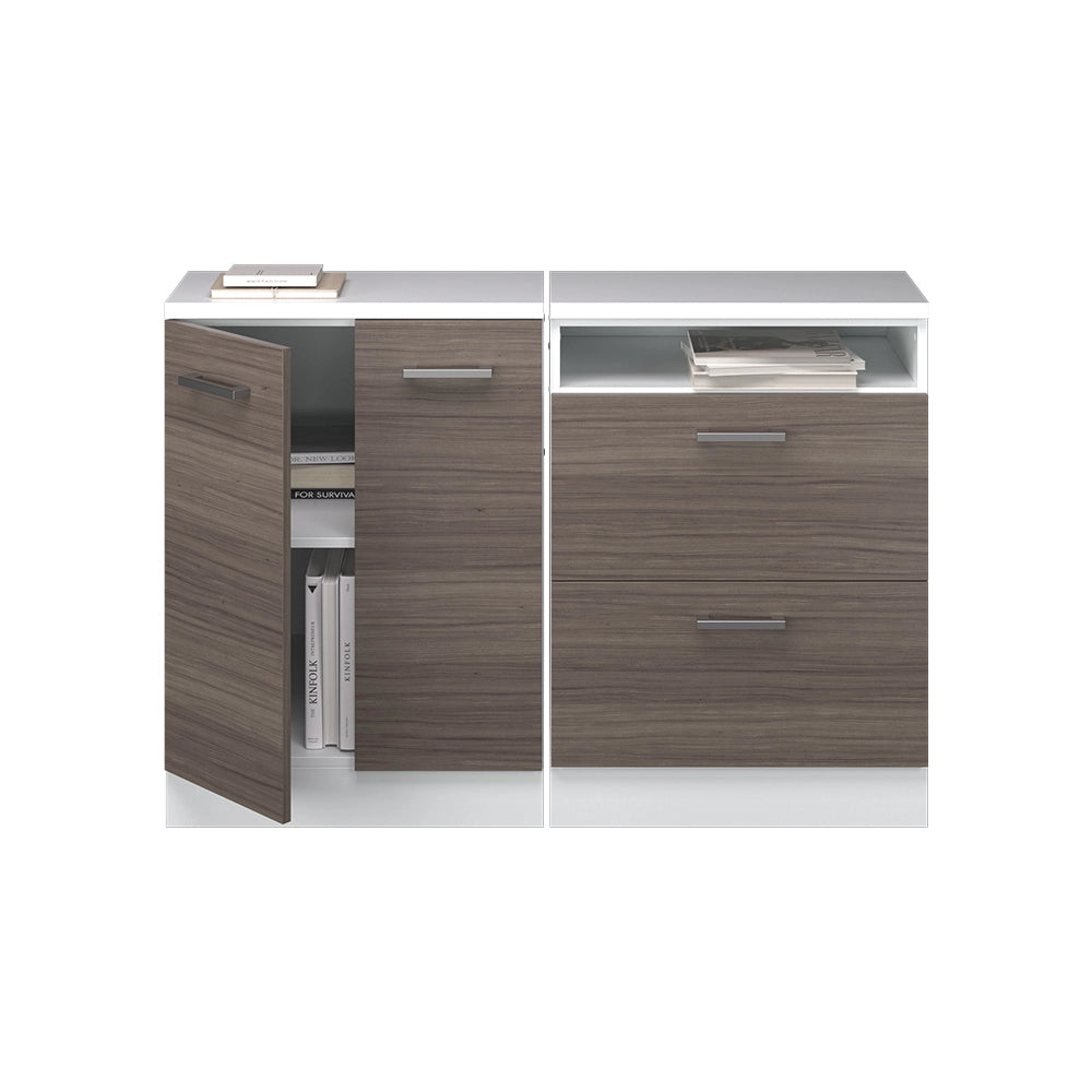 Mobile cucina sottotetto R-Line Grigio nobile/Bianco 120 cm Set di 2 carcasse armadio profondità 60 cm Vicco