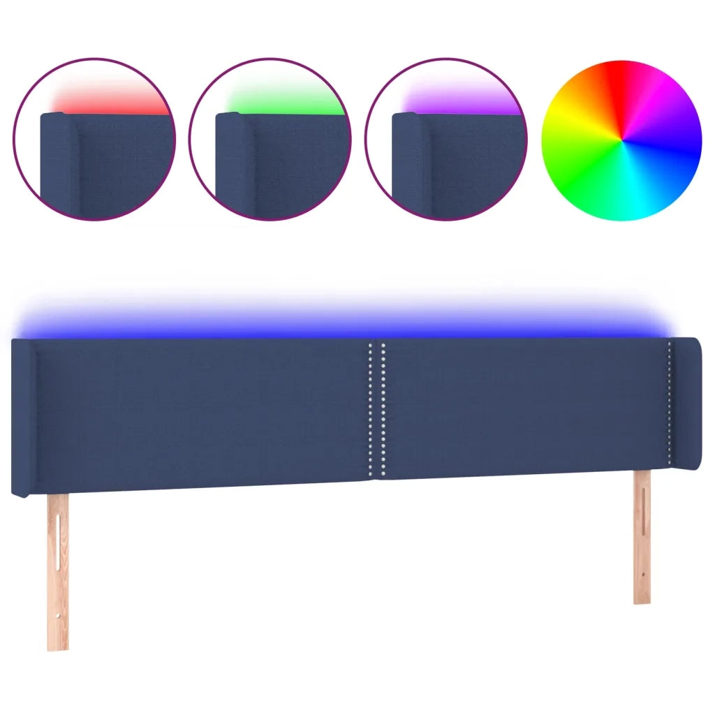 Testiera a LED-Testata con LED Blu 203x16x78/88 cm in Tessuto 305212