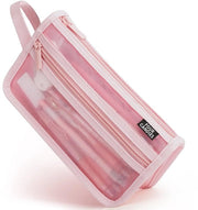 Etui trasparente per pennelli, grande borsa per scuola con chiusura a righello, organizzatore per ufficio, portamonete per donna, scrittoi rossi