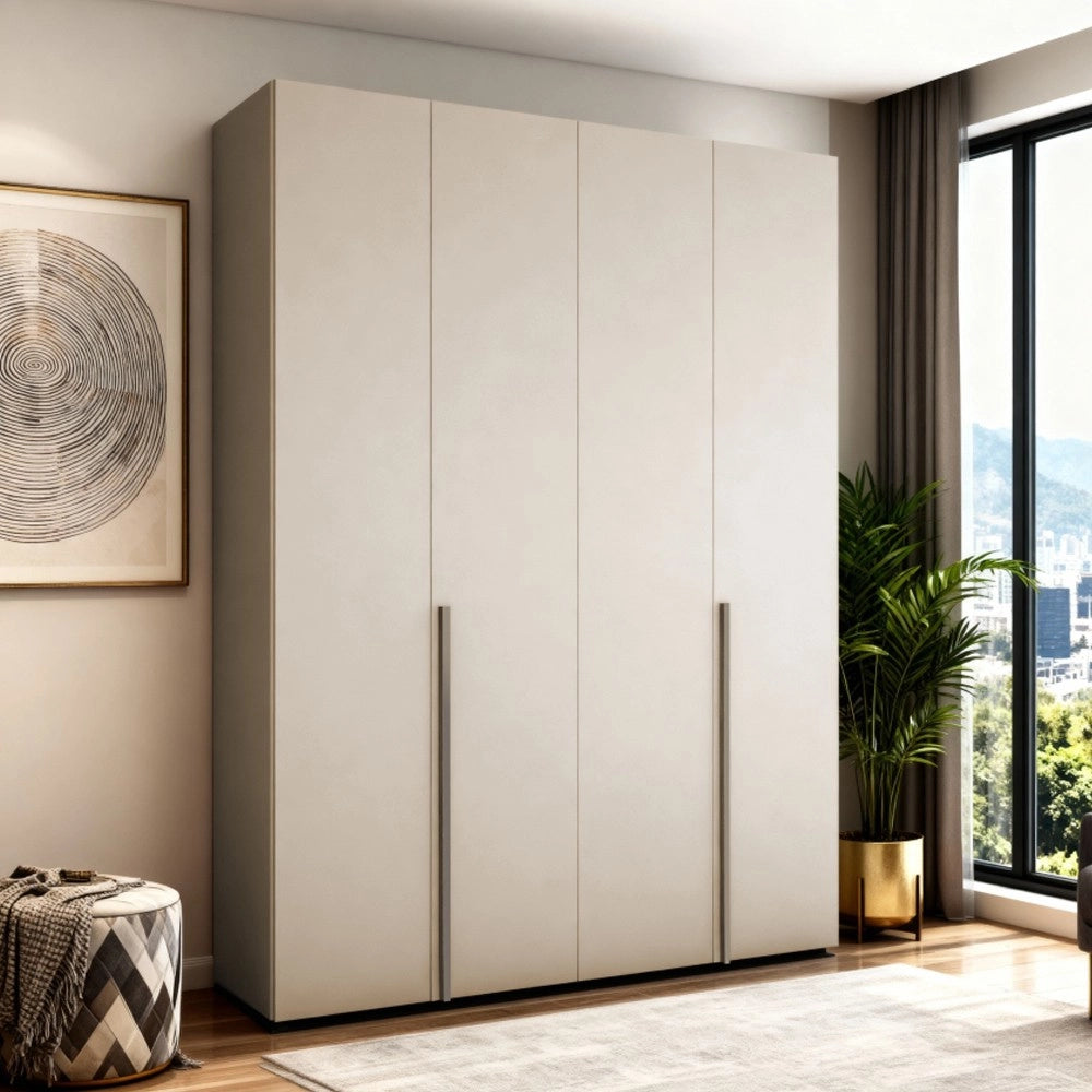 Armadio 4 ante battenti cashmere Modular con ripiani e aste appendiabiti H 245 cm